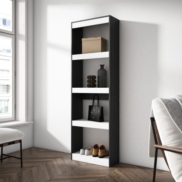 Libreria estanteria 60x186x25 blanco y negro