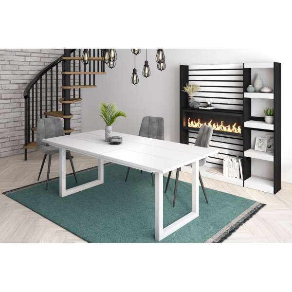Mesa de comedor 200 blanco estilo industrial