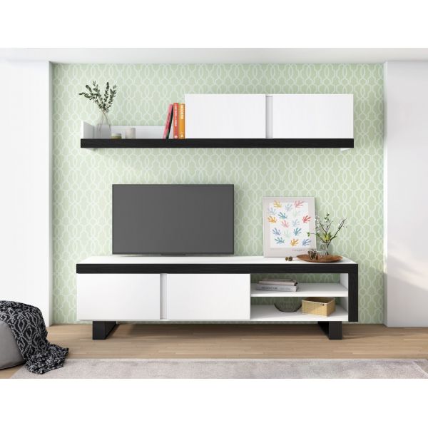 Mueble de salon idem con patas blanco y negro