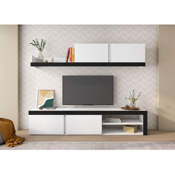 Mueble de salon idem naturale blanco y negro sin patas