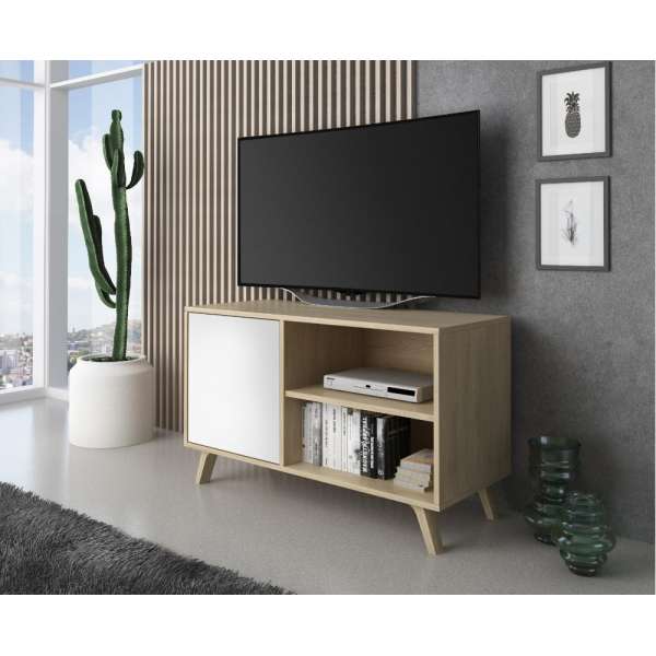 Mueble tv 100 modelo wind color puccini / blanco 95 x 40 x 57 cm