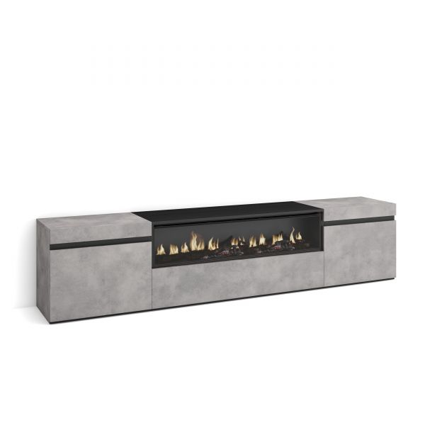 Mueble tv televisión 200x45x35 cemento