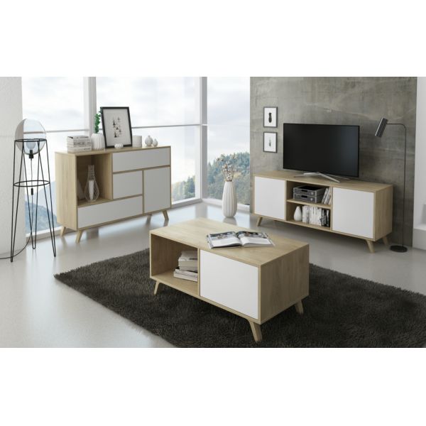 Set wind puccini blanco- mueble tv - mesa centro 